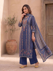 Women Ethnic Motifs Printed Regular Chanderi Cotton Kurta with Palazzos & With Dupatta