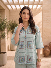 Floral Embroidered Shirt with Trousers