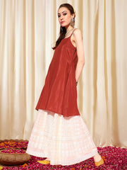 Women Floral Printed Gotta Patti Floral Kaftan Kurta