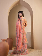 Women Ethnic Motifs Printed Regular Thread Work Chanderi Cotton Kurta with Trousers & Dupatta