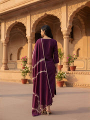Women Ethnic Motifs Embroidered Regular Thread Work Chanderi Cotton Kurta with Trousers And Dupatta
