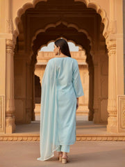 Women Ethnic Motifs Embroidered Regular Thread Work Pure Cotton Kurta with Trousers & Dupatta