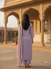 Women Ethnic Motifs Embroidered Regular Thread Work Pure Cotton Kurta with Trousers & Dupatta