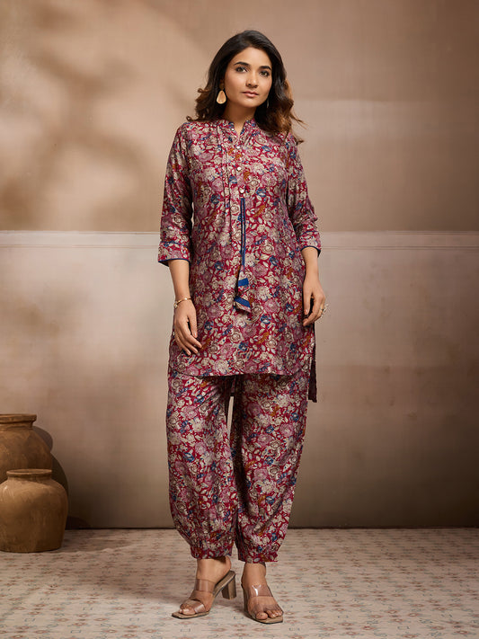 Printed Top With Palazzos Co-Ords