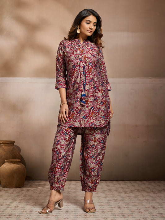 Printed Top With Palazzos Co-Ords