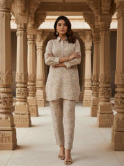 Floral Chanderi Printed Tunic with Trousers