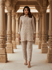 Floral Chanderi Printed Tunic with Trousers