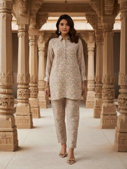 Floral Chanderi Printed Tunic with Trousers