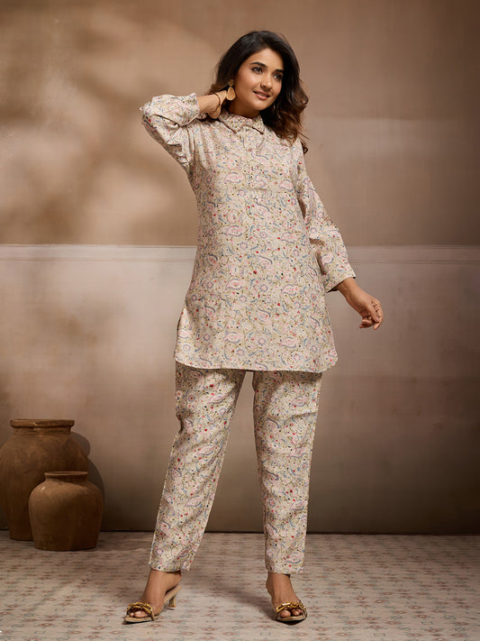 Printed Top With Trousers Co-Ords