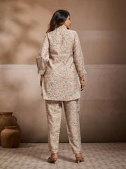 Printed Shirt Collar Top & Trousers Co-Ords