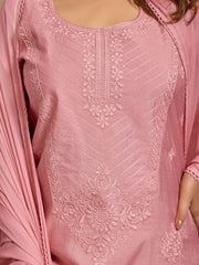 Women Ethnic Motifs Embroidered Regular Thread Work Pure Cotton Kurta with Trousers & With Dupatta