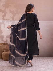 Women Ethnic Motifs Embroidered Regular Thread Work Chanderi Cotton Kurta with Trousers &
