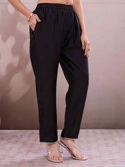 Women Ethnic Motifs Embroidered Regular Thread Work Chanderi Cotton Kurta with Trousers &
