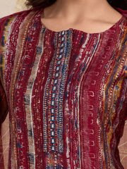 Women Printed Regular Chanderi Cotton Kurta with Trousers & With Dupatta