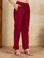 Women Printed Regular Chanderi Cotton Kurta with Trousers & With Dupatta