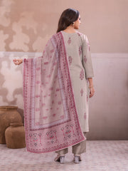 Women Ethnic Motifs Printed Regular Thread Work Chanderi Cotton Kurta with Trousers &