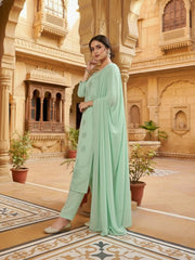 Ethnic Motifs Thread Work Chanderi Cotton Kurta with Trousers & Dupatta