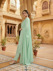 Ethnic Motifs Thread Work Chanderi Cotton Kurta with Trousers & Dupatta
