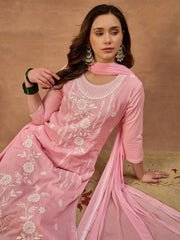 Women Floral Thread Embroidered Kurta & Trouser with Dupatta