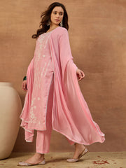 Women Floral Thread Embroidered Kurta & Trouser with Dupatta