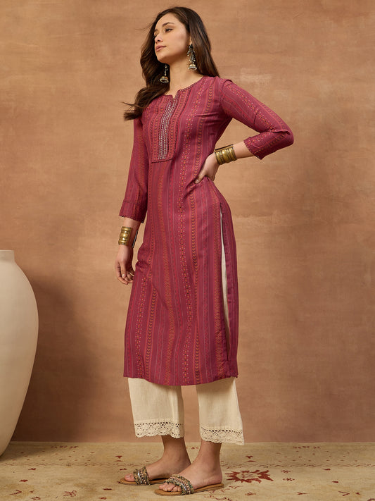 Women Ethnic Motifs Printed Sequinned Kurta