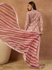 Women Ethnic Motifs Printed Regular Chanderi Cotton Kurta with Trousers & With Dupatta