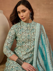 Women Ethnic Motifs Printed Regular Chanderi Cotton Kurta with Trousers & With Dupatta