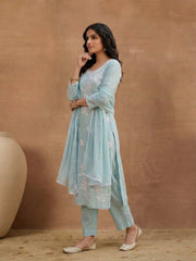 Women Floral Thread Embroidered Kurta & Trouser With Dupatta