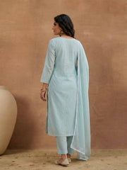 Women Floral Thread Embroidered Kurta & Trouser With Dupatta