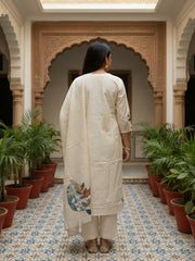 Women Floral Printed Regular Pure Cotton Kurta with Trousers & With Dupatta