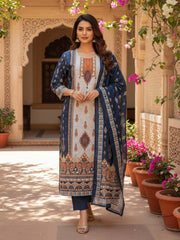 Women Ethnic Motifs Printed Regular Pure Cotton Kurta with Trousers & With Dupatta