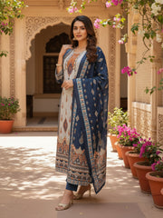 Women Ethnic Motifs Printed Regular Pure Cotton Kurta with Trousers & With Dupatta