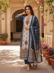 Women Ethnic Motifs Printed Regular Pure Cotton Kurta with Trousers & With Dupatta