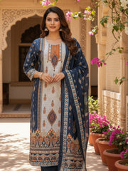 Women Ethnic Motifs Printed Regular Pure Cotton Kurta with Trousers & With Dupatta