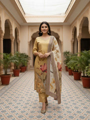 Women Floral Printed Straight Kurta & Trouser with Dupatta