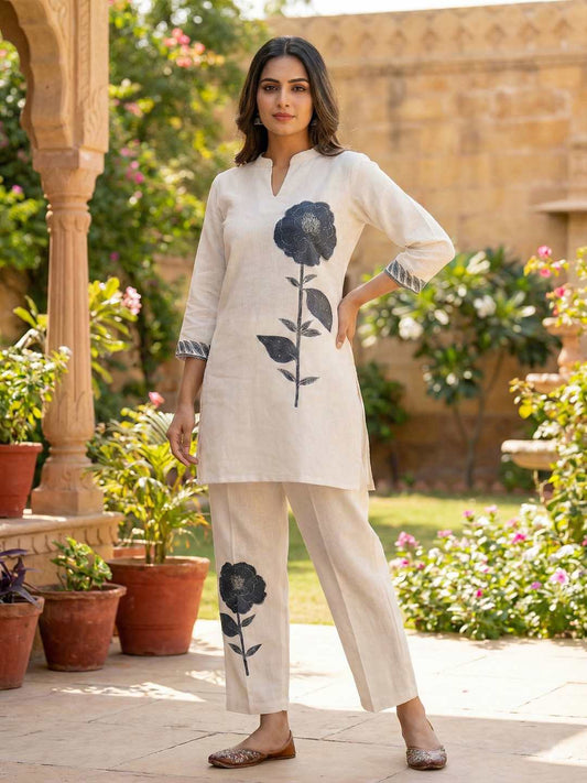 Linen Printed Tunic with Trousers