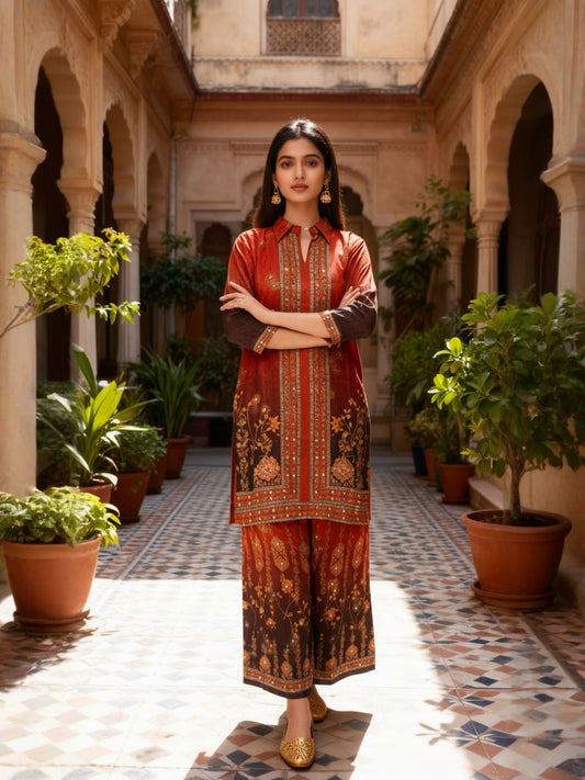 Floral Printed Top with Palazzos