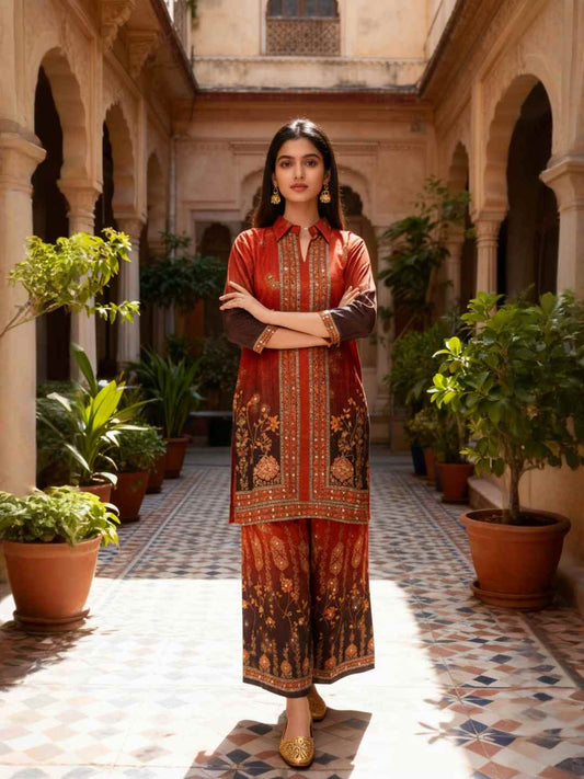 Floral Printed Top with Palazzos