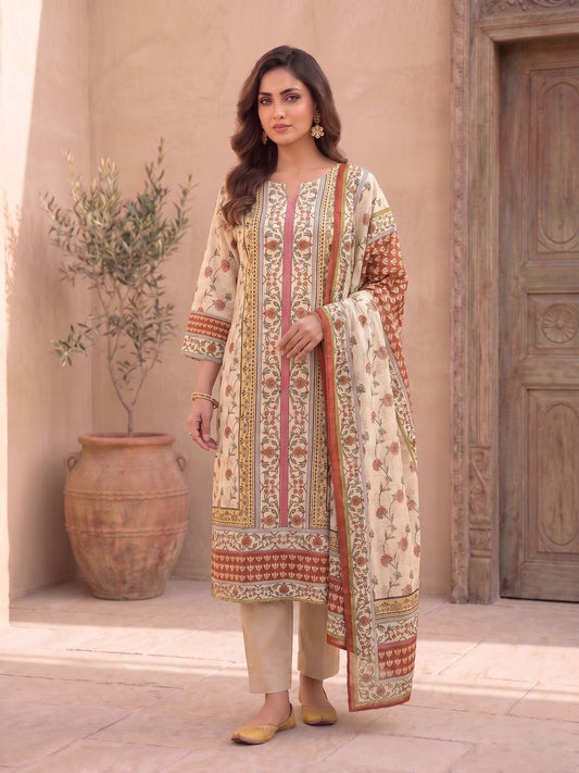 Women Floral Printed Regular Pure Cotton Kurta with Trousers & With Dupatta