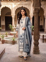 Women Floral Printed Regular Pure Cotton Kurta with Trousers & With Dupatta