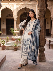 Women Floral Printed Regular Pure Cotton Kurta with Trousers & With Dupatta