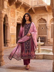 Women Ethnic Motifs Printed Regular Pure Cotton Kurta with Trousers & With Dupatta