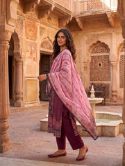 Women Ethnic Motifs Printed Regular Pure Cotton Kurta with Trousers & With Dupatta