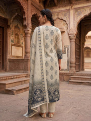 Women Ethnic Motifs Printed Regular Pure Cotton Kurta with Trousers & With Dupatta