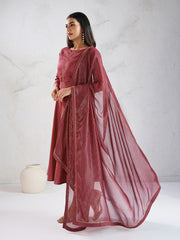 Women Solid A-Line Kurta with Trousers & Dupatta