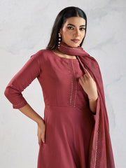 Women Solid A-Line Kurta with Trousers & Dupatta