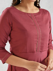 Women Solid A-Line Kurta with Trousers & Dupatta