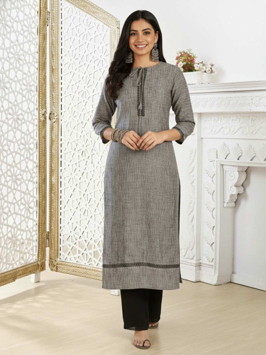 Women Embroidered Thread Work Lace Frills Bows and Ruffles Kurta