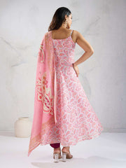 Paisley Printed A Line Gotta Patti Kurta With Trousers & With Dupatta
