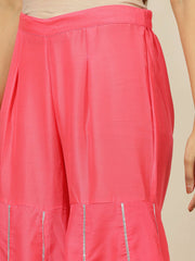 Floral Printed Layered Top With Gotta Detailed Shoulder Straps Tunic With Sharara